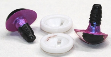 1 Paar Sicherheitsaugen tropfenförmig blauviolett metallic 13 mm x 16 mm