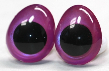 1 Paar Sicherheitsaugen tropfenförmig blauviolett metallic 17 mm x 20 mm