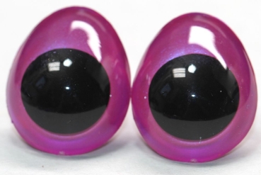 1 Paar Sicherheitsaugen tropfenförmig blauviolett metallic 22 mm x 26 mm