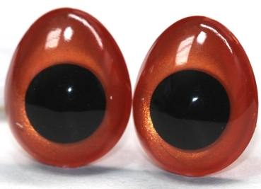 1 Paar Sicherheitsaugen tropfenförmig orangegold metallic 13 mm x 16 mm