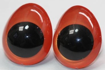 1 Paar Sicherheitsaugen tropfenförmig orangegold metallic 22 mm x 26 mm
