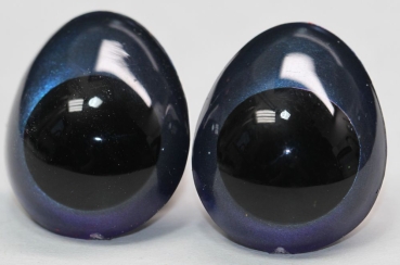 1 Paar Sicherheitsaugen tropfenförmig blauschwarz metallic 22 mm x 26 mm