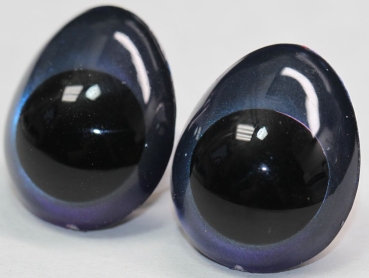 1 Paar Sicherheitsaugen tropfenförmig blauschwarz metallic 22 mm x 26 mm