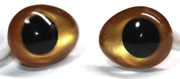1 Paar Sicherheitsaugen tropfenförmig dunkelgold metallic 13 mm x 16 mm