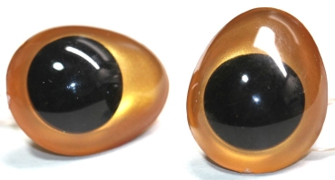 1 Paar Sicherheitsaugen tropfenförmig dunkelgold metallic 22 mm x 26 mm