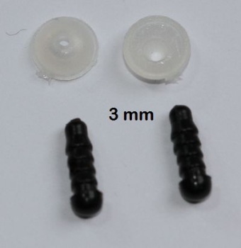 1 Paar Sicherheitsaugen 3 mm Teddyaugen schwarz durchgefärbt