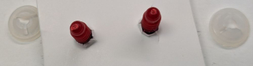 Preview: Sicherheitsaugen Glitter pink rote Pupille schielend mit Wimpern trapezoid 14 mm 2
