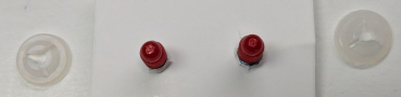 Preview: Sicherheitsaugen hellblau metallic rote Pupille schielend mit Wimpern trapezoid 14 mm 2