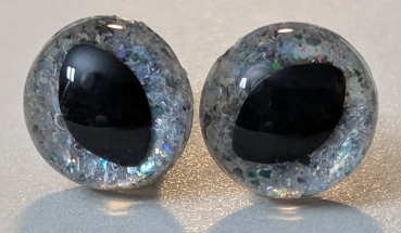 Sicherheitsaugen Katze Drache Unikat Glitter silber 12 mm