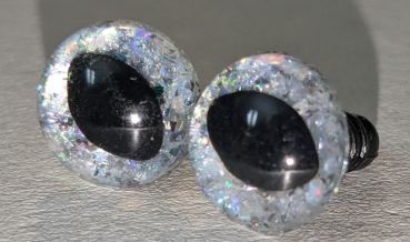 Sicherheitsaugen Katze Drache Unikat Glitter silber 12 mm
