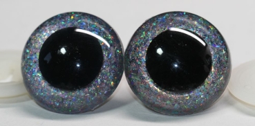 Sicherheitsaugen Unikat Mirror Chrome Glitter Holo 34 mm