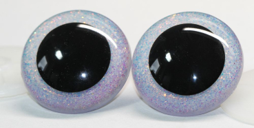 Sicherheitsaugen Unikat Glitter weiß flieder Holo 50 mm
