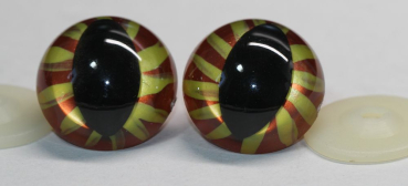 Sicherheitsaugen Katze Drache Unikat metallic gelb kupfer 30 mm