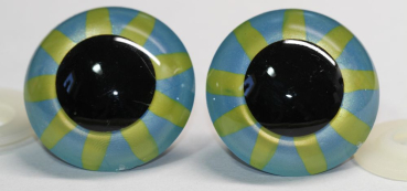 Sicherheitsaugen Unikat metallic hellblau gelb 40 mm