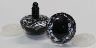 Preview: Sicherheitsaugen Katze Drache Unikat Glitter schwarz weiß 18 mm