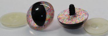 Preview: Sicherheitsaugen Katze Drache Unikat Glitter Karneval 30 mm