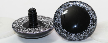 Preview: Sicherheitsaugen Unikat Glitter schwarz weiß 50 mm