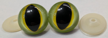 Sicherheitsaugen Katze Drache Unikat grün und gelb 30 mm