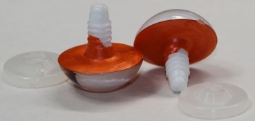 1 Paar Sicherheitsaugen orange metallic 24 mm Katze Drache weiße Pupille