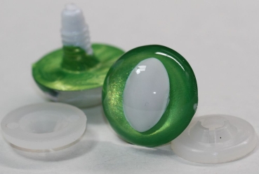 1 Paar Sicherheitsaugen spring green metallic 24 mm Katze Drache weiße Pupille