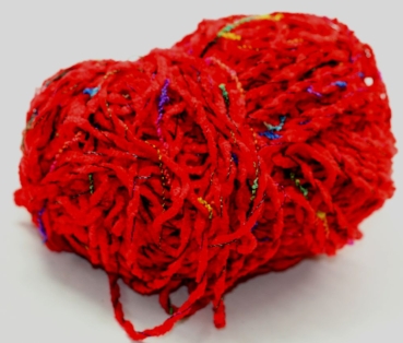 Wolle Karibik Chenille 50 g 95 % Polyacryl 5 % Polyamid Farbe rot Rest