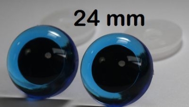 1 Paar Sicherheitsaugen transparent durchgefärbt blau