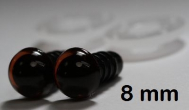 1 Paar Sicherheitsaugen transparent durchgefärbt rotbraun