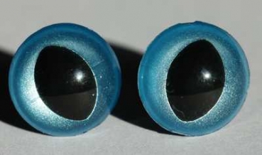 Preview: 1 Paar Katzenaugen Drachenaugen Sicherheitsaugen hellblau metallic