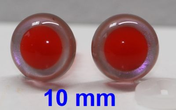 1 Paar Sicherheitsaugen rote Pupille Iris Softpink metallic