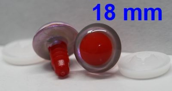 1 Paar Sicherheitsaugen rote Pupille Iris Softpink metallic