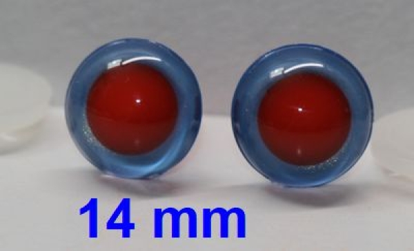 1 Paar Sicherheitsaugen rote Pupille Iris Lightblue metallic