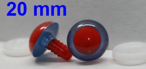 1 Paar Sicherheitsaugen rote Pupille Iris Lightblue metallic