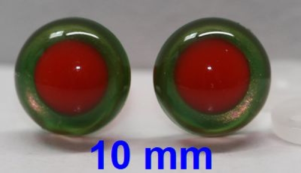 1 Paar Sicherheitsaugen rote Pupille Iris Goldgreen metallic
