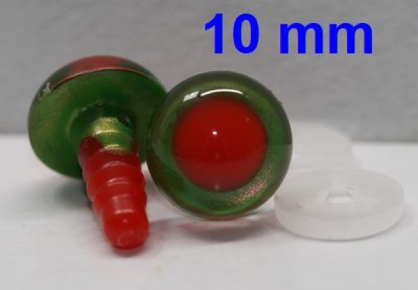 1 Paar Sicherheitsaugen rote Pupille Iris Goldgreen metallic