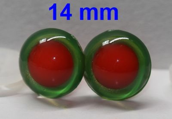 1 Paar Sicherheitsaugen rote Pupille Iris Goldgreen metallic