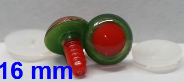 1 Paar Sicherheitsaugen rote Pupille Iris Goldgreen metallic