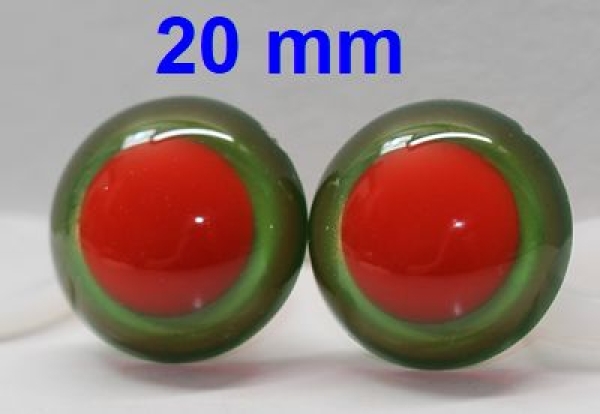 1 Paar Sicherheitsaugen rote Pupille Iris Goldgreen metallic