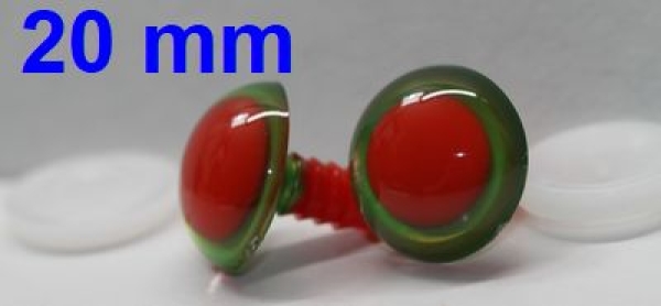 1 Paar Sicherheitsaugen rote Pupille Iris Goldgreen metallic