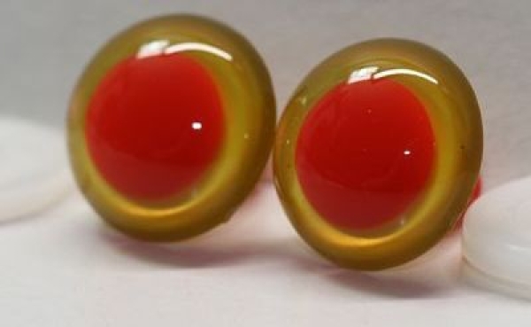 1 Paar Sicherheitsaugen rote Pupille Iris Yellow metallic