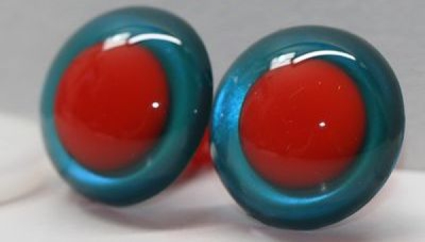1 Paar Sicherheitsaugen rote Pupille Iris Aquagreen metallic