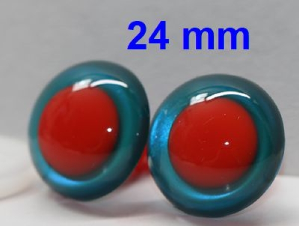 1 Paar Sicherheitsaugen rote Pupille Iris Aquagreen metallic
