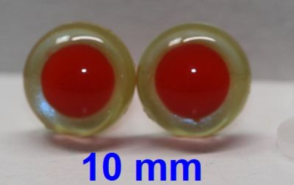 1 Paar Sicherheitsaugen rote Pupille Iris Fluoyellow metallic