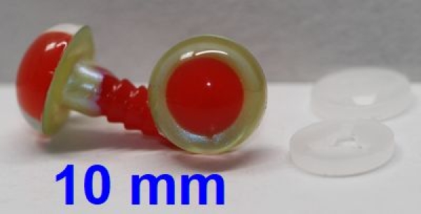 1 Paar Sicherheitsaugen rote Pupille Iris Fluoyellow metallic