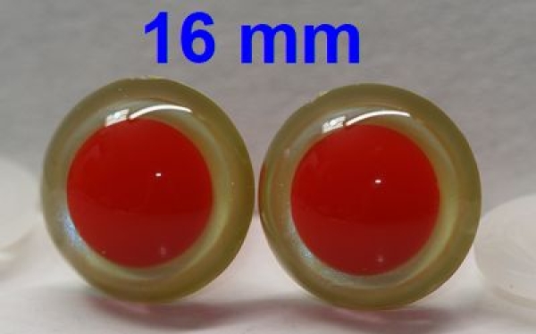 1 Paar Sicherheitsaugen rote Pupille Iris Fluoyellow metallic