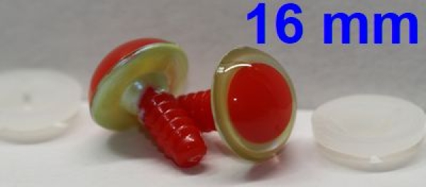 1 Paar Sicherheitsaugen rote Pupille Iris Fluoyellow metallic