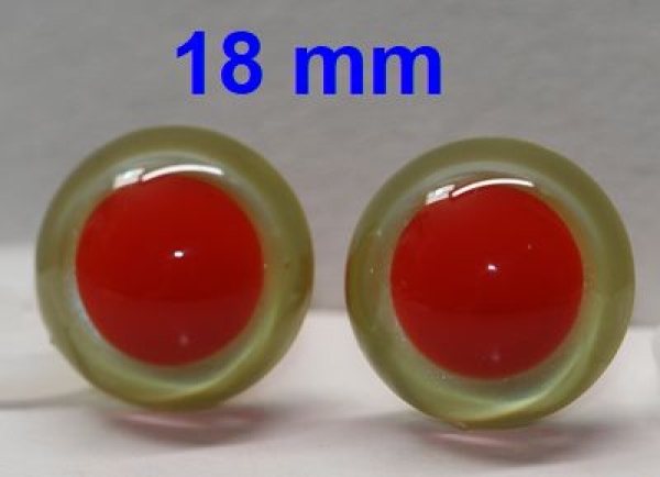 1 Paar Sicherheitsaugen rote Pupille Iris Fluoyellow metallic