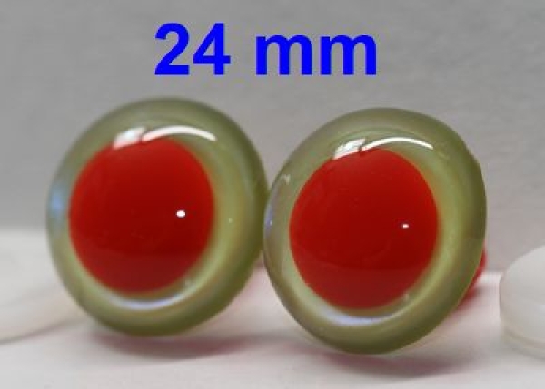 1 Paar Sicherheitsaugen rote Pupille Iris Fluoyellow metallic