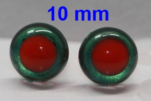 1 Paar Sicherheitsaugen rote Pupille Iris Emeraldgreen metallic