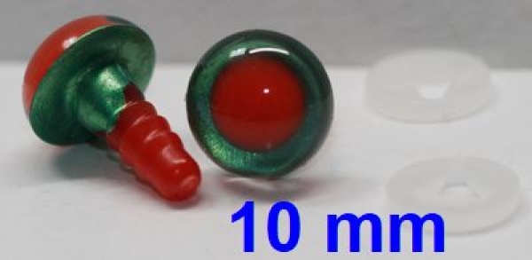 1 Paar Sicherheitsaugen rote Pupille Iris Emeraldgreen metallic
