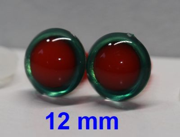 1 Paar Sicherheitsaugen rote Pupille Iris Emeraldgreen metallic